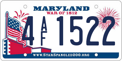 MD license plate 4AF1522