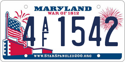 MD license plate 4AF1542