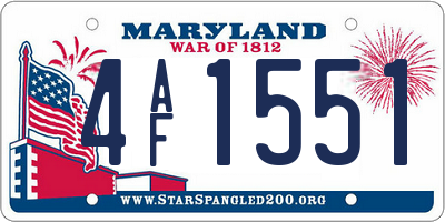 MD license plate 4AF1551