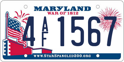 MD license plate 4AF1567