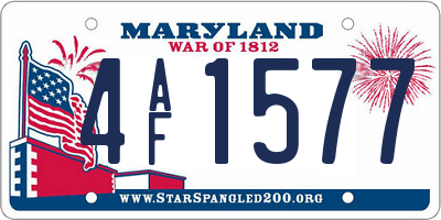 MD license plate 4AF1577