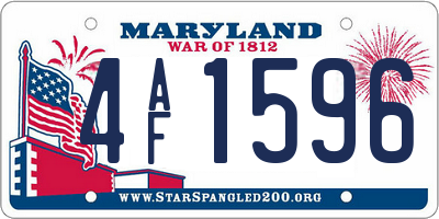 MD license plate 4AF1596