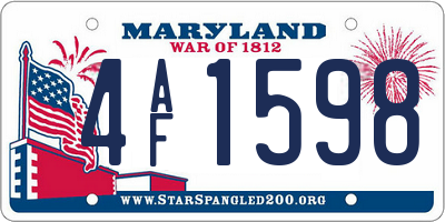 MD license plate 4AF1598