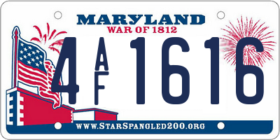 MD license plate 4AF1616