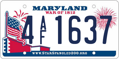 MD license plate 4AF1637
