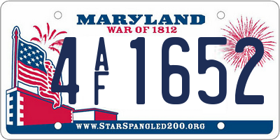 MD license plate 4AF1652