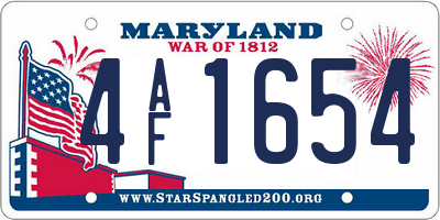 MD license plate 4AF1654