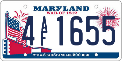 MD license plate 4AF1655