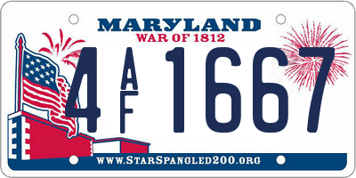 MD license plate 4AF1667