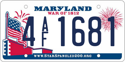 MD license plate 4AF1681