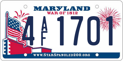 MD license plate 4AF1701