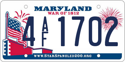 MD license plate 4AF1702