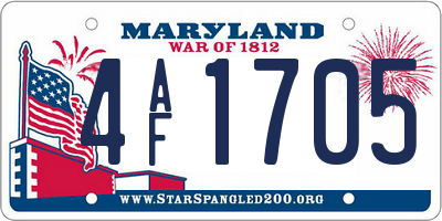 MD license plate 4AF1705