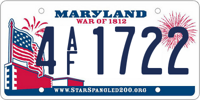MD license plate 4AF1722