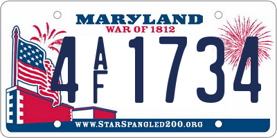 MD license plate 4AF1734