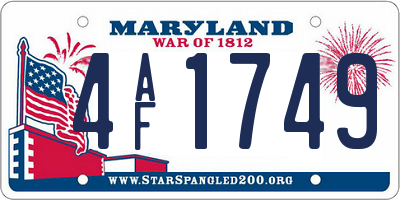MD license plate 4AF1749