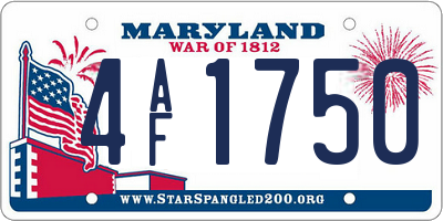 MD license plate 4AF1750