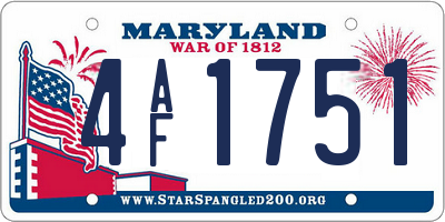 MD license plate 4AF1751