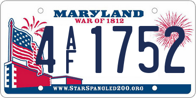 MD license plate 4AF1752
