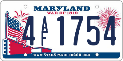 MD license plate 4AF1754
