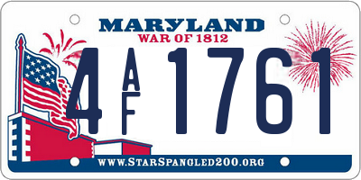 MD license plate 4AF1761