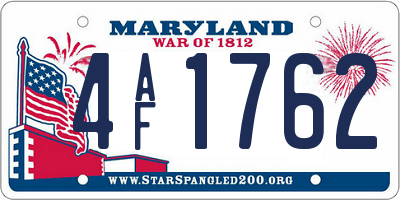 MD license plate 4AF1762
