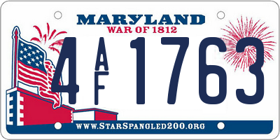 MD license plate 4AF1763