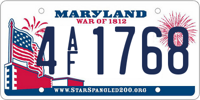 MD license plate 4AF1768