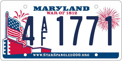 MD license plate 4AF1771