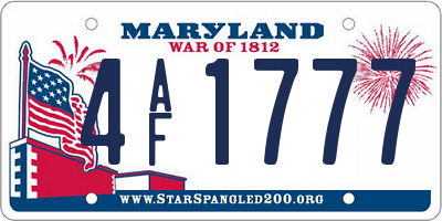 MD license plate 4AF1777