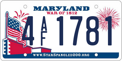 MD license plate 4AF1781