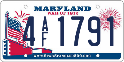 MD license plate 4AF1791