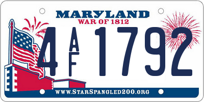 MD license plate 4AF1792