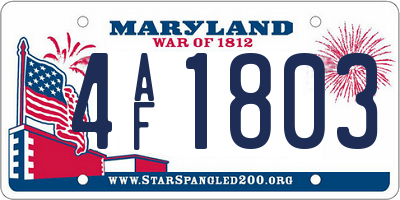 MD license plate 4AF1803