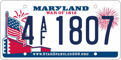 MD license plate 4AF1807