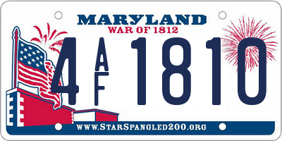 MD license plate 4AF1810