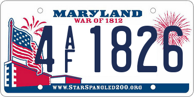 MD license plate 4AF1826