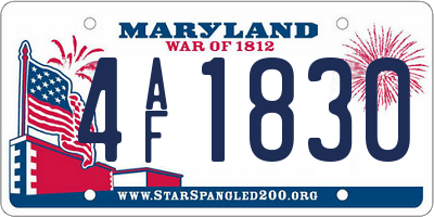 MD license plate 4AF1830