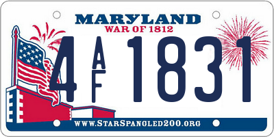 MD license plate 4AF1831