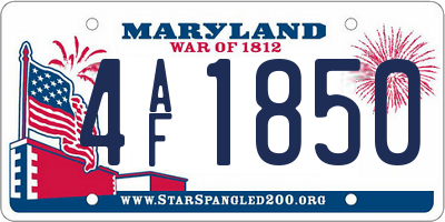 MD license plate 4AF1850