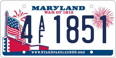 MD license plate 4AF1851
