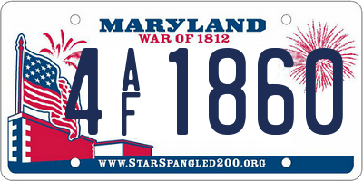 MD license plate 4AF1860