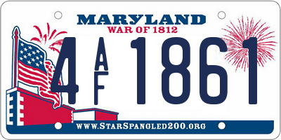 MD license plate 4AF1861