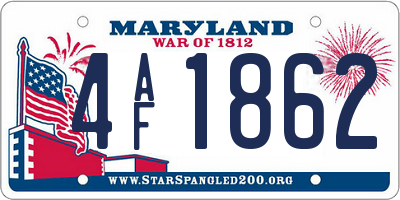 MD license plate 4AF1862