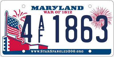 MD license plate 4AF1863