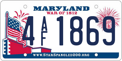 MD license plate 4AF1869