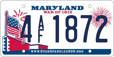 MD license plate 4AF1872