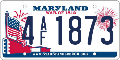 MD license plate 4AF1873