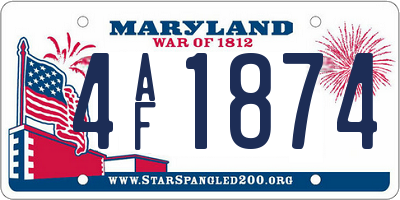 MD license plate 4AF1874