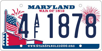 MD license plate 4AF1878